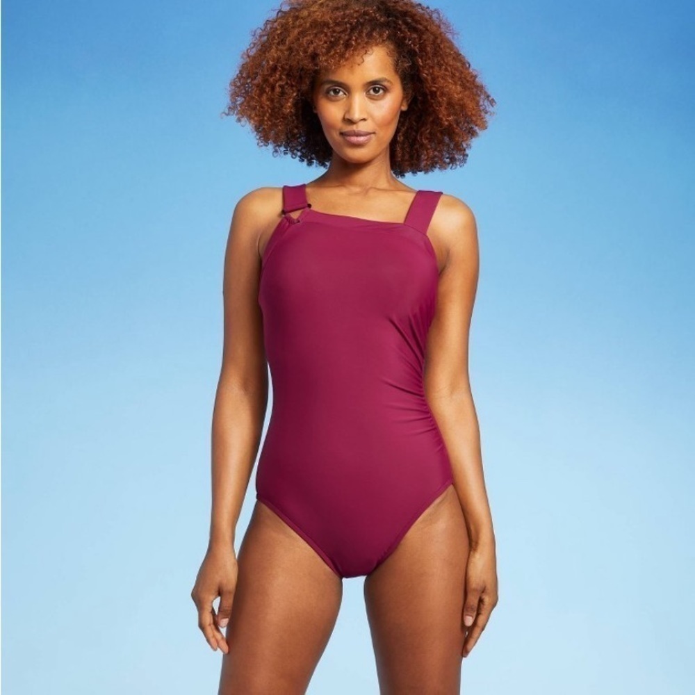 Women's UPF 50 Asymmetrical Shoulder One
Piece Swimsuit - New